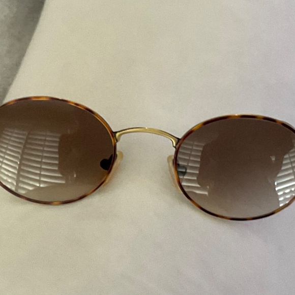 Designer sunglasses gold metal/ tortoise oval  gradient light brown lenses italy - Picture 7 of 9